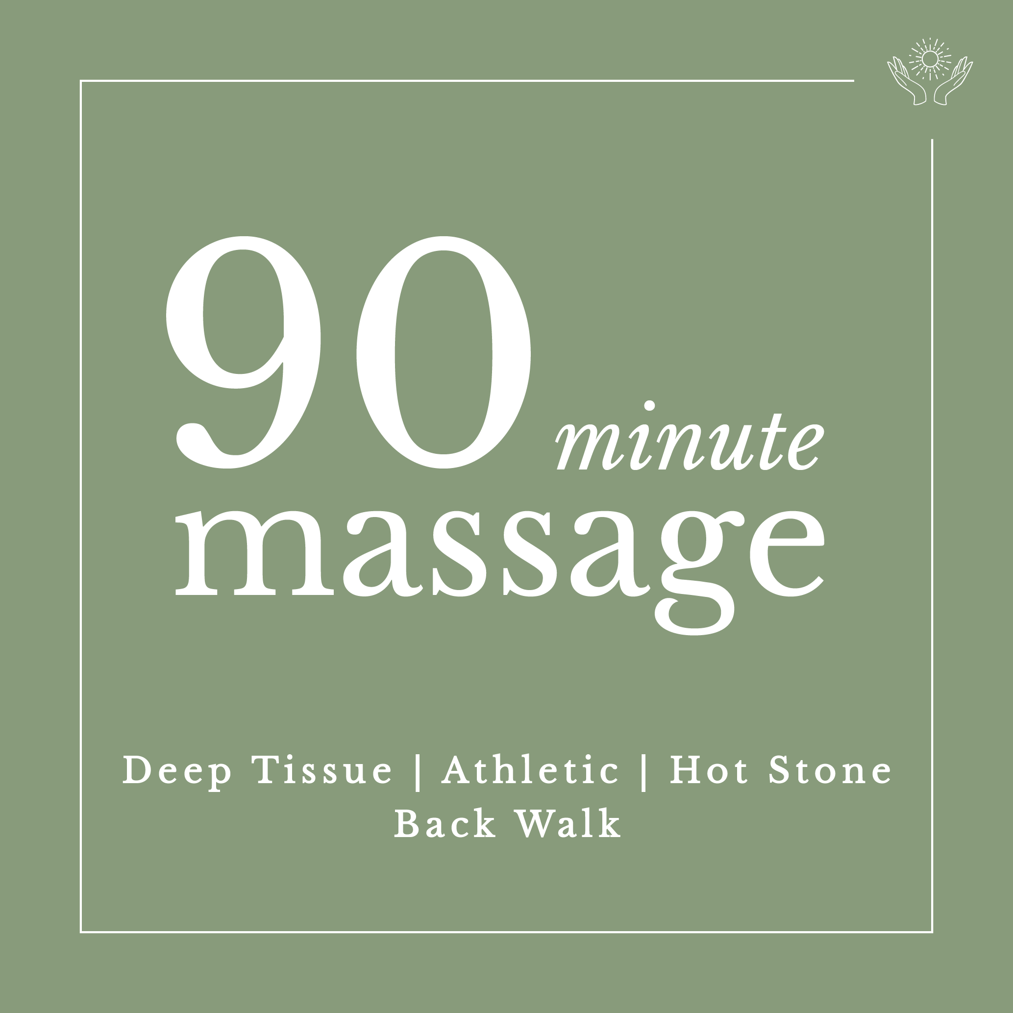 90 Minute Massage Deep Tissue Athletic Hot Stone Back Walk